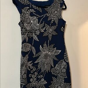 Connected Apparel Navy and White Floral Mini Dress